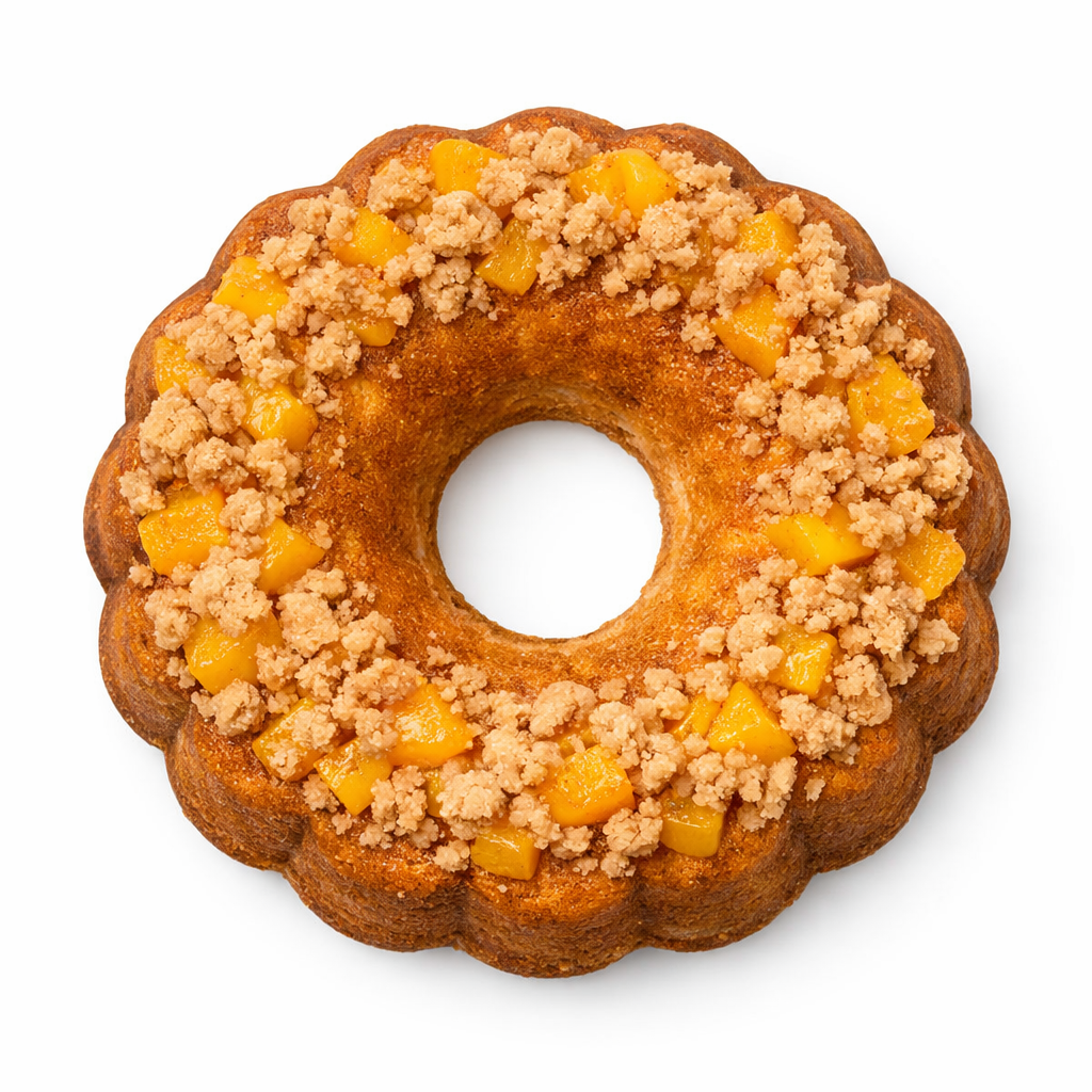 Not ya Mama's Peach Cobbler Cake